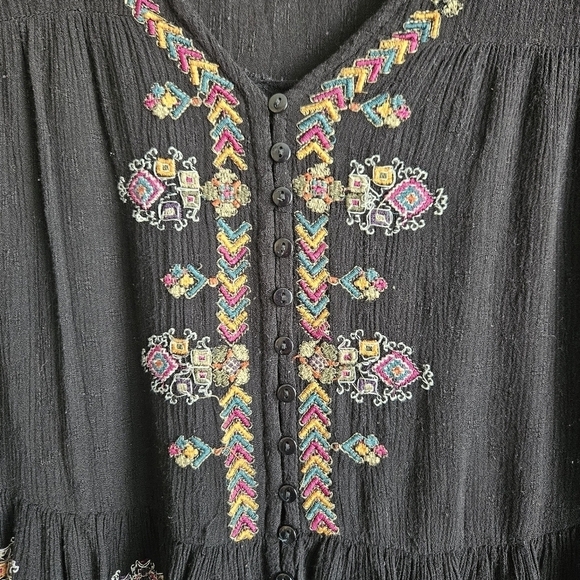 Free People | Arianna Embroidered Tunic in Black - Size XS Boho Fairy - Picture 8 of 16
